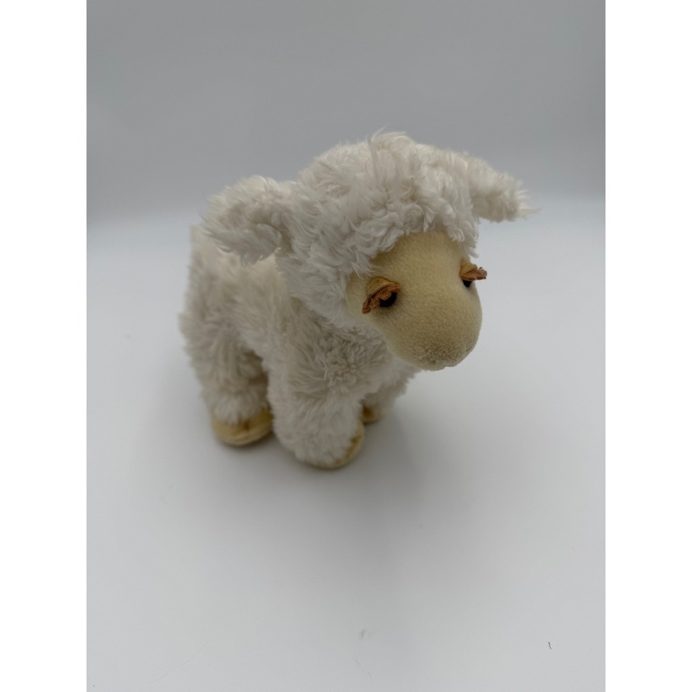 Lamb Plush Stuffed Animal White Cream Small Curly Textured Embroidered Eyes
